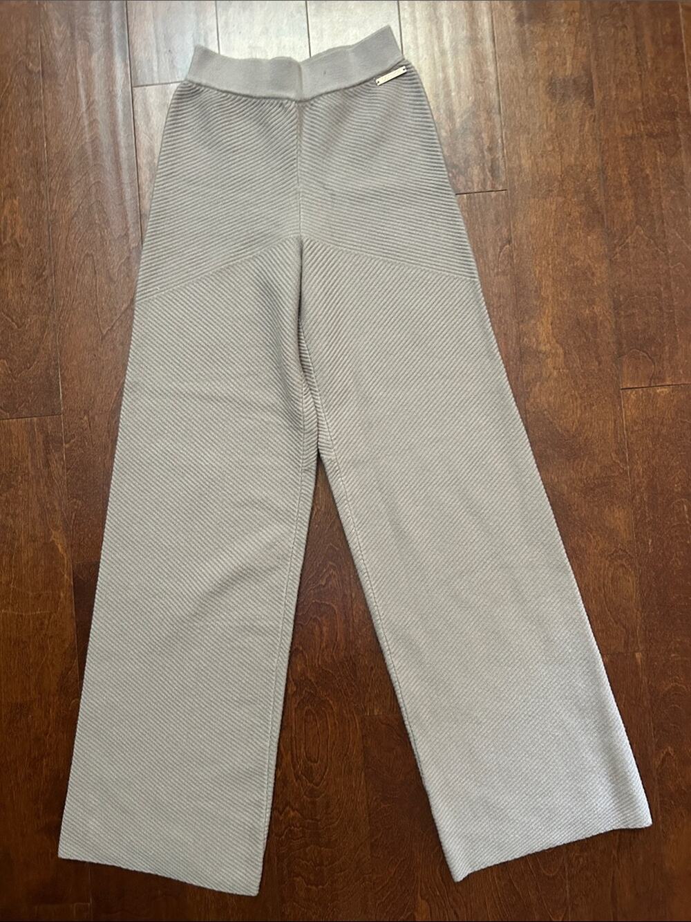 LOUNGE Underwear Ribbed Wide-Leg Knit Pants - Soft Gray, Size XS